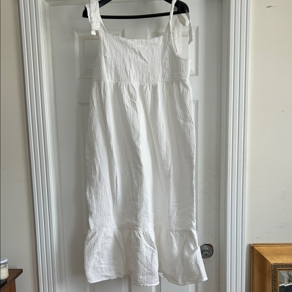 SHEIN White cotton gauze tie strap sundress